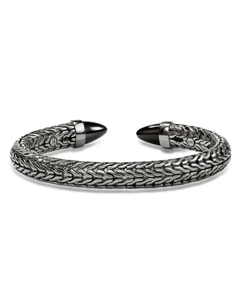 Sterling Silver Spear Black Onyx Cuff Bracelet