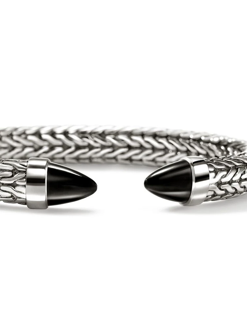 Sterling Silver Spear Black Onyx Cuff Bracelet