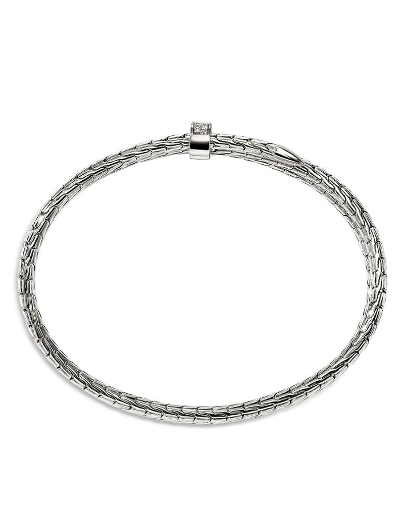 Sterling Silver Spear Diamond Pavé Double Flex Cuff Bracelet