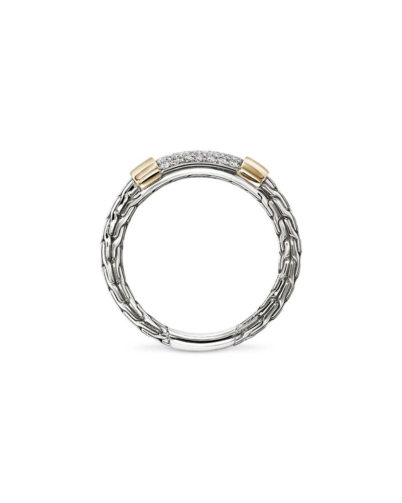 14K Yellow Gold & Sterling Silver JH Essentials Diamond Pavé Band