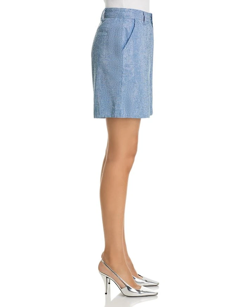 Chambray Rhinestone Shorts