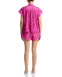 Embroidered Lace Cover-Up Shirt