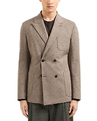 Emporio Armani Regular Fit Double Breasted Jacquard Weave Wool Blazer