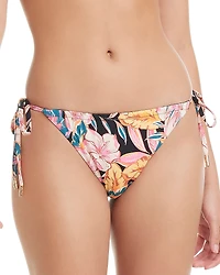 Red Carter Shirred Side Tie Bikini Bottom