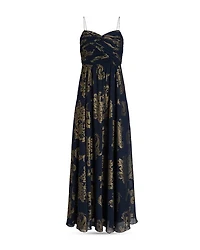 Paisley Foiled Chiffon Sleeveless Gown