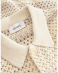 Gianni Short Sleeve Striped Open Knit Shirt