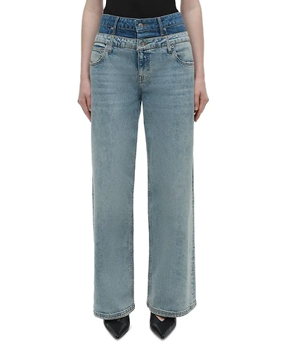 Kove High Rise Double Waistband Jeans Two Tone Del Mar