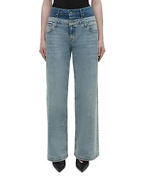 Kove High Rise Double Waistband Jeans Two Tone Del Mar