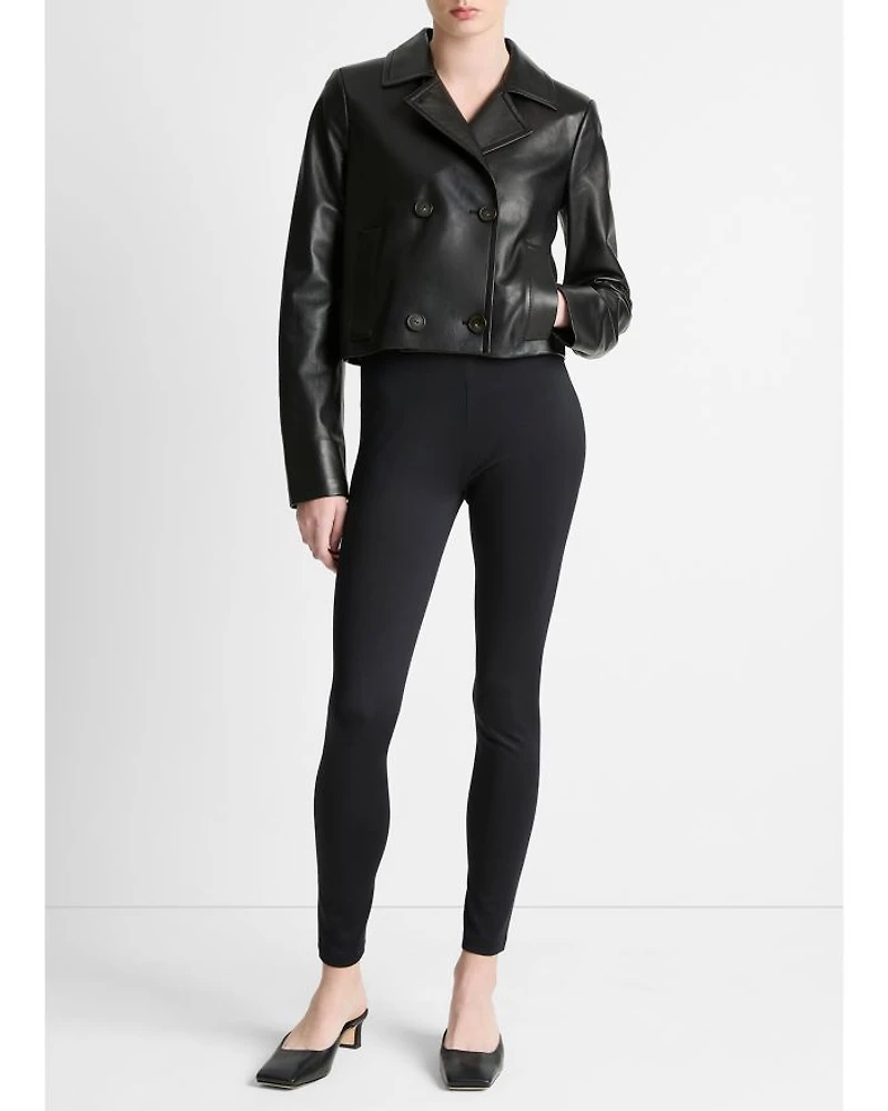 Leather Shrunken Peacoat