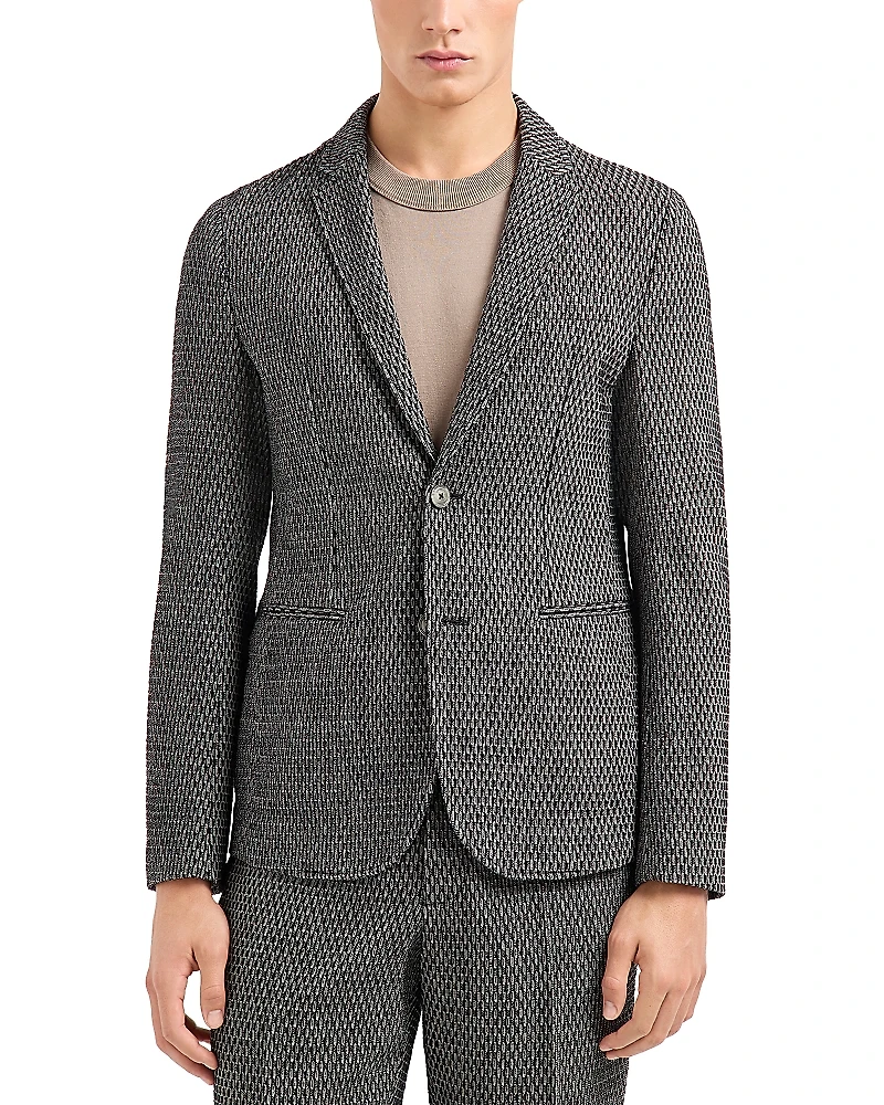Emporio Armani Regular Fit Knit Pattern Single Breasted Blazer
