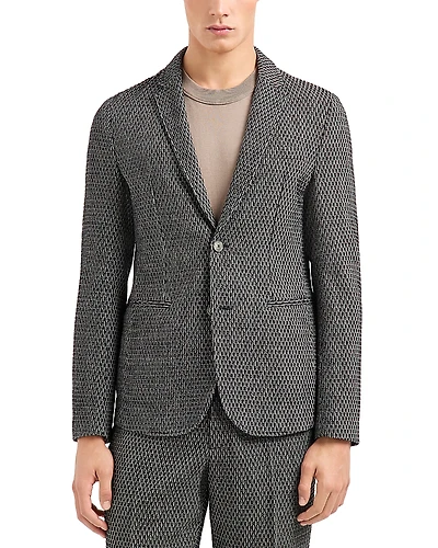 Emporio Armani Regular Fit Knit Pattern Single Breasted Blazer
