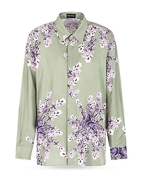 Floral Print Silk Regular Fit Button Down Shirt