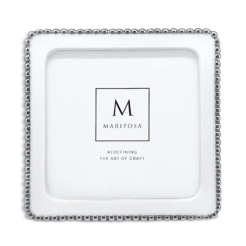 Mariposa Beaded White Picture Frame, 5 x 5