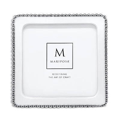 Mariposa Beaded White Picture Frame, 5 x 5
