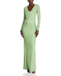 Black Halo Rafaela Metallic Knit Maxi Dress