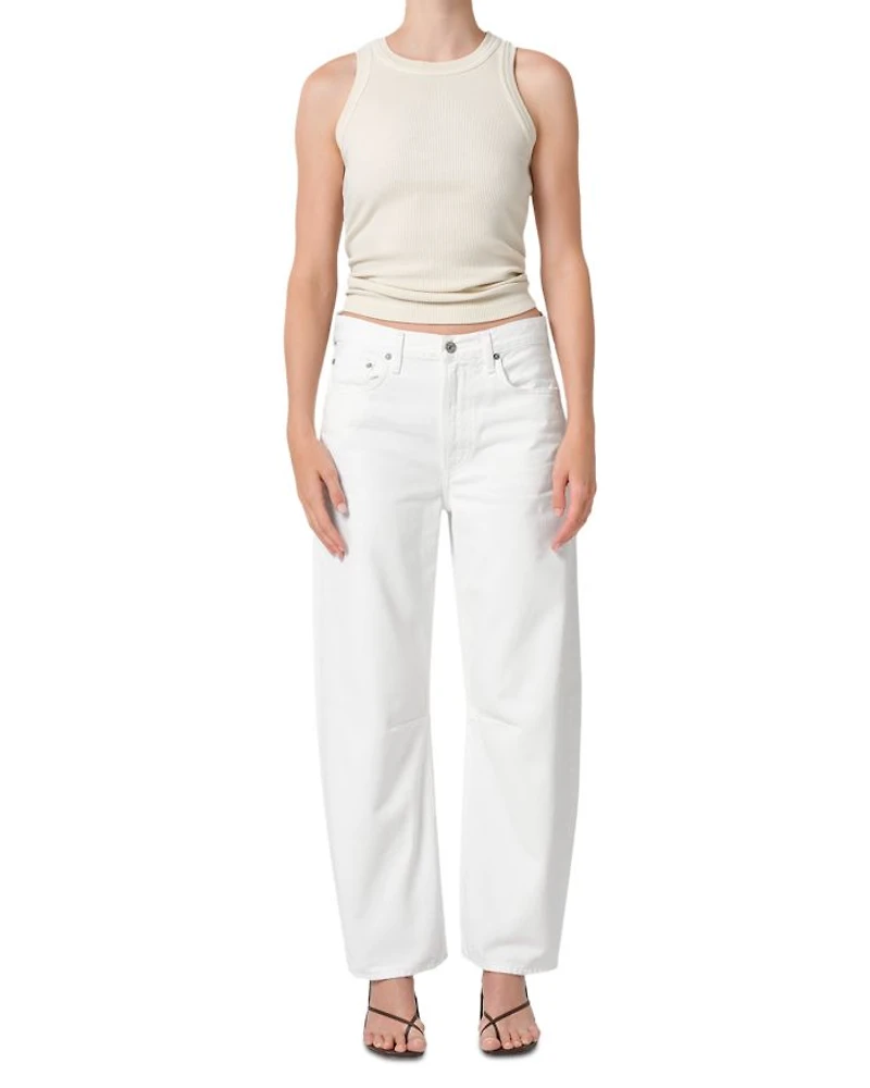 Miro High Rise Ankle Barrel Jeans Soft White