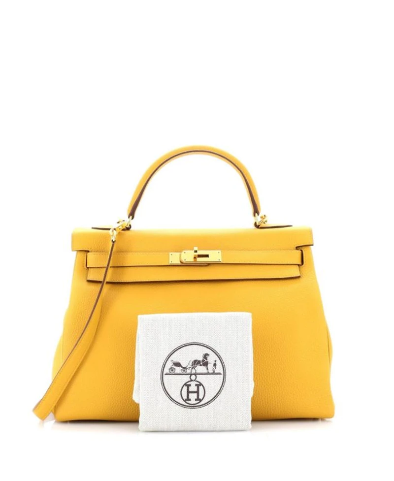 Kelly 32 Handbag Yellow Togo with Gold Hardware