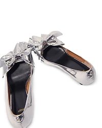 Women's Leather Pumps with Bow Detail