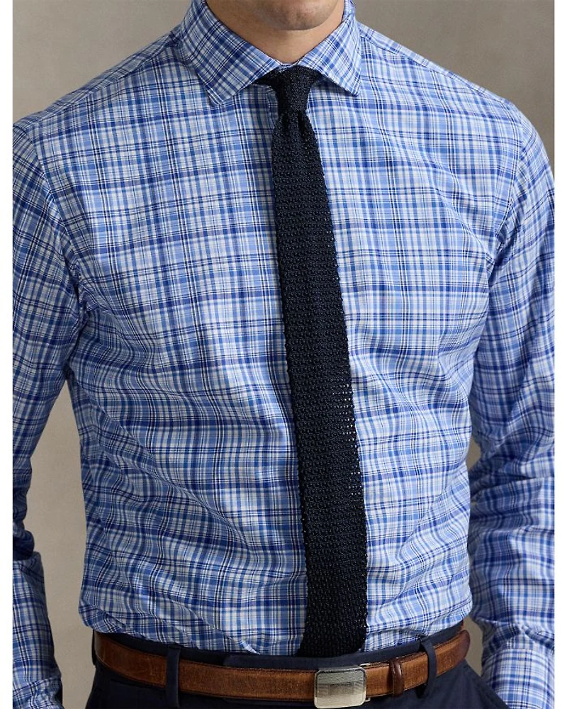 Cotton Classic Fit Long Sleeve Checked Poplin Shirt
