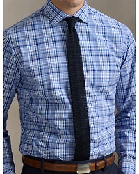 Cotton Classic Fit Long Sleeve Checked Poplin Shirt