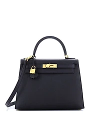 Kelly 28 Handbag Black Epsom with Gold Hardware
