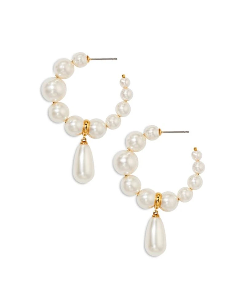 London Pearl Drop C Hoop Earrings