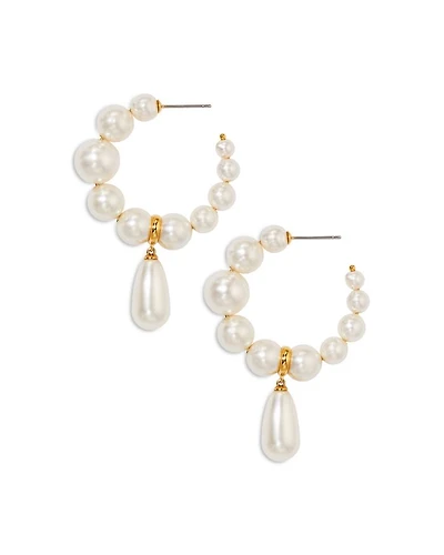London Pearl Drop C Hoop Earrings
