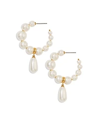 Nadri London Pearl Drop C Hoop Earrings