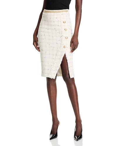 Arcadia Windowpane Tweed Skirt