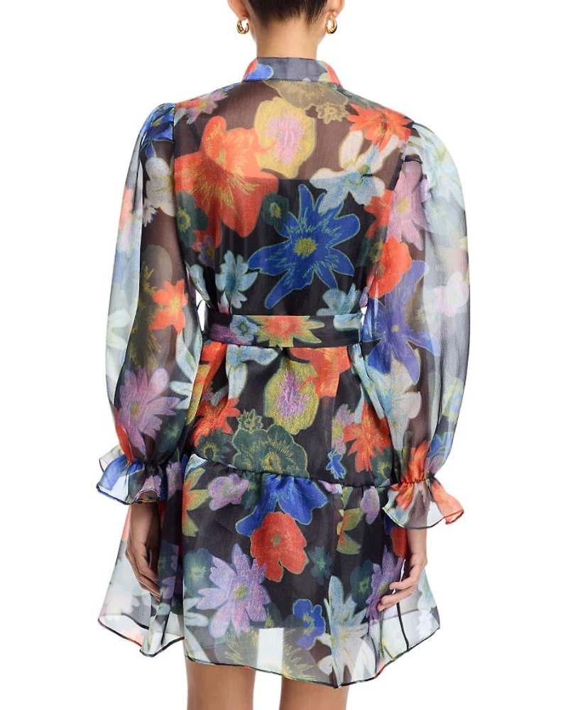 Organza V Neck Tiered Dress