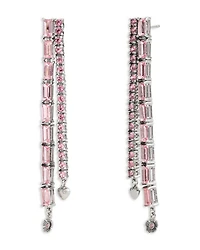 Signature Charm Pink Tennis Linear Drop Earrings