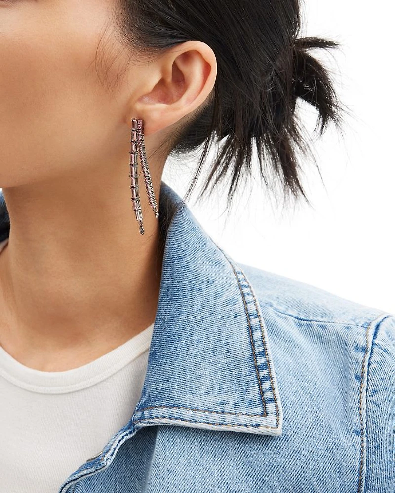 Signature Charm Pink Tennis Linear Drop Earrings