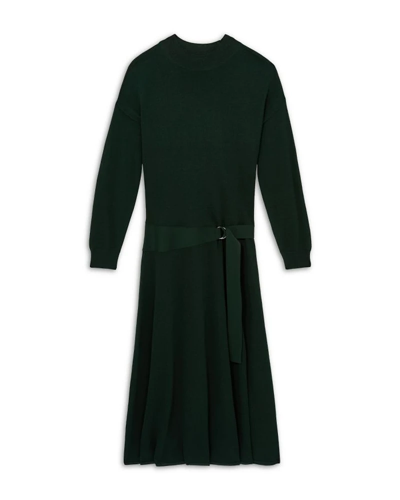 Alina Belted Knit Woven Dress