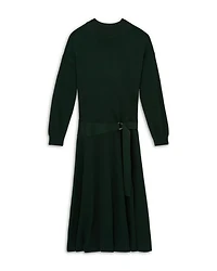 Alina Belted Knit Woven Dress