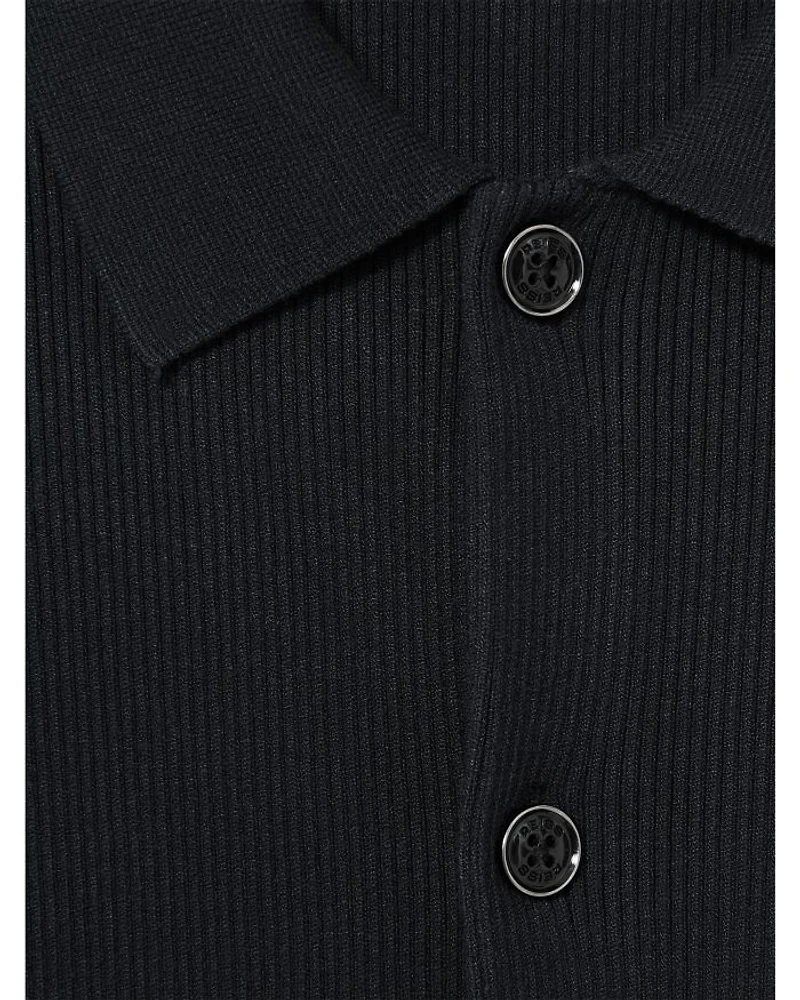 Saint Long Sleeve Fine Rib Button Up Cardigan