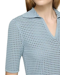 Pointelle Stitch Polo Shirt