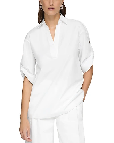 Lafayette 148 New York Tab Sleeve Popover Shirt