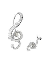 Ariana Grande Imitation Pearl & Crystal Asymmetric Clip On Statement Earrings
