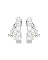 Ariana Grande Imitation Pearl & Crystal Baguette Small Hoop Earrings
