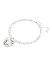 Ariana Grande Imitation Pearl & Crystal Heart Halo Pendant Necklace, 14.875-17.75"