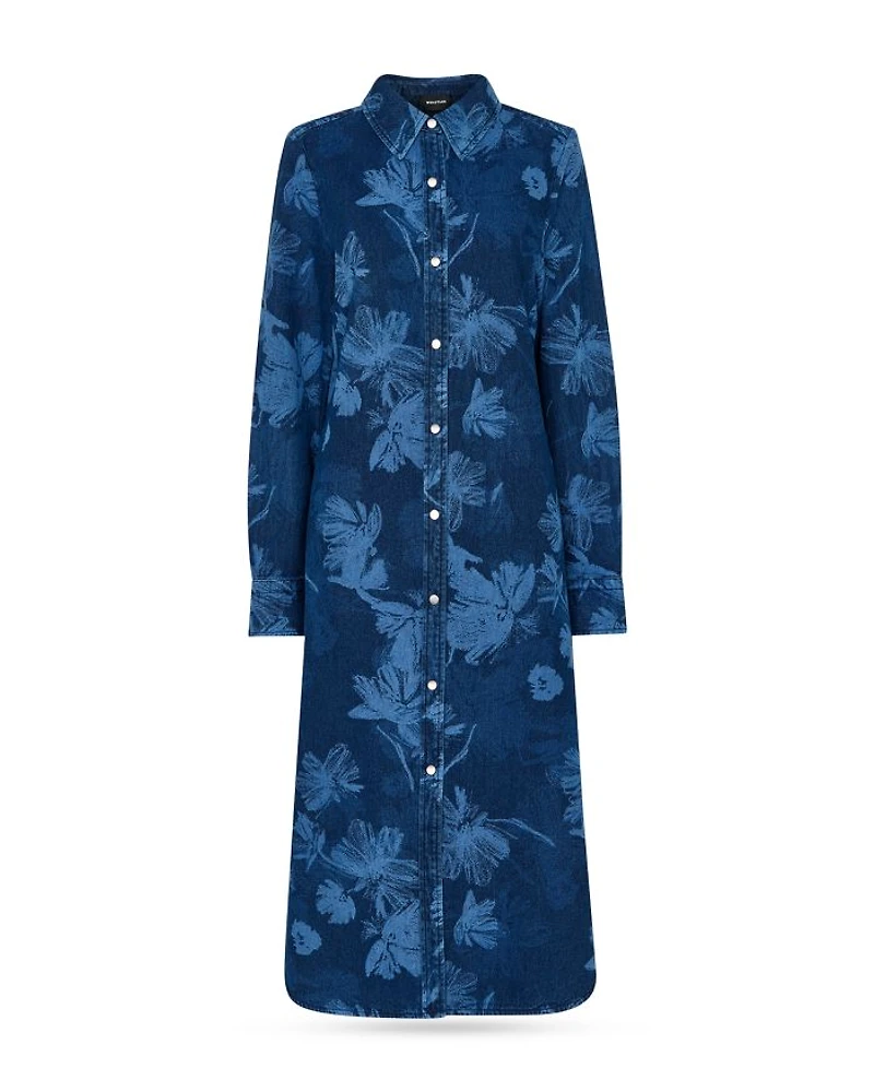 Chalk Print Denim Shirt Dress