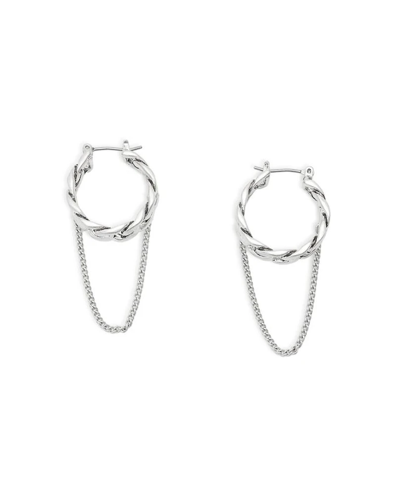 Dangling Chain Twist Hoop Earrings