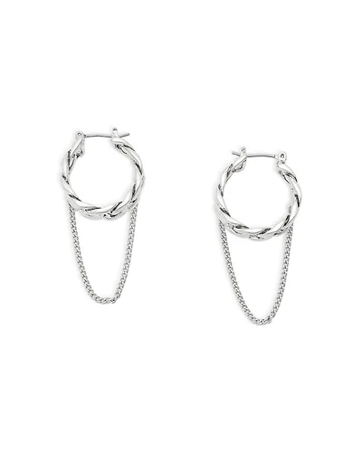 Dangling Chain Twist Hoop Earrings