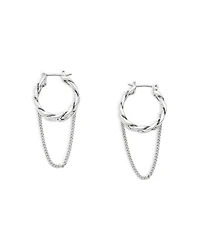 Dangling Chain Twist Hoop Earrings
