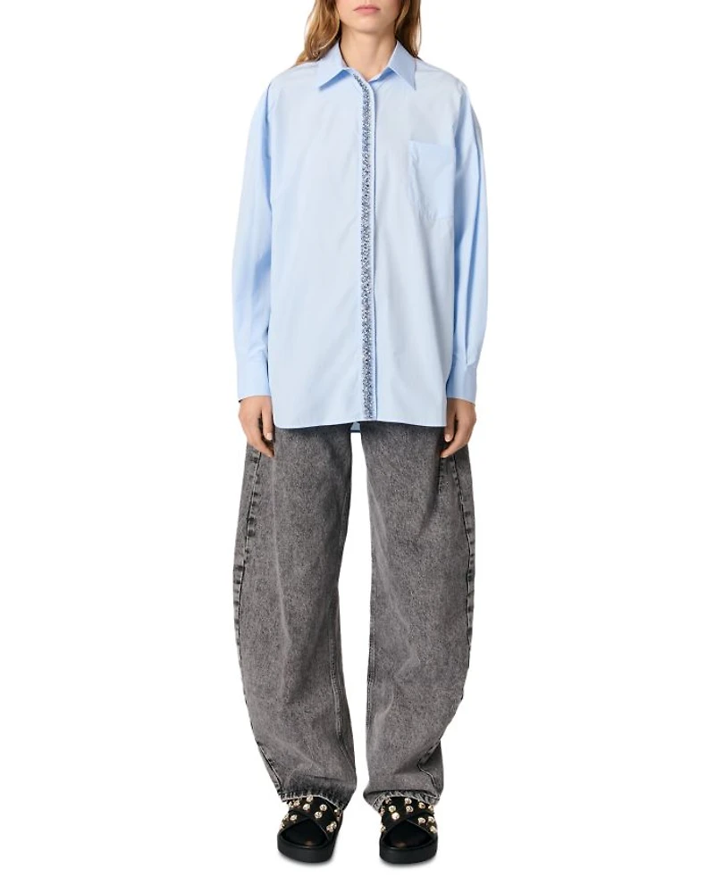 Poplin Rhinestone Shirt