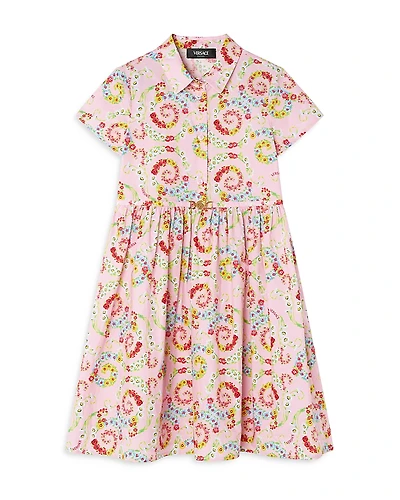 Versace Girls' Barocco Floral Poplin Dress - Little Kid, Big Kid