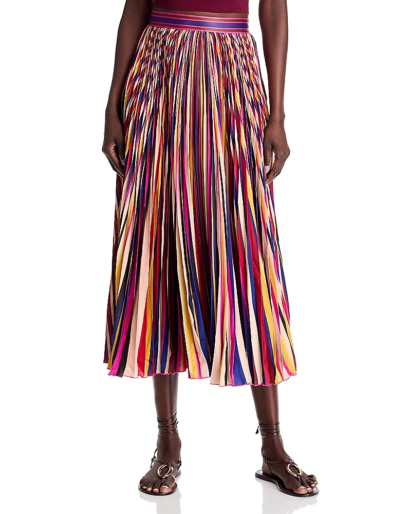 Farm Rio Diagonal Stripes Multicolor Midi Skirt