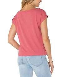 Short Sleeve Boat Neck Knit Top