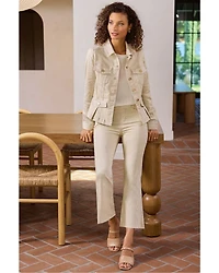 Gia Glider Crop Flare Jeans Cappuccino Stripe