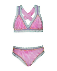 Pq Swim Girls' Rainbow Embroidered Two Piece Swimsuit - Little Kid